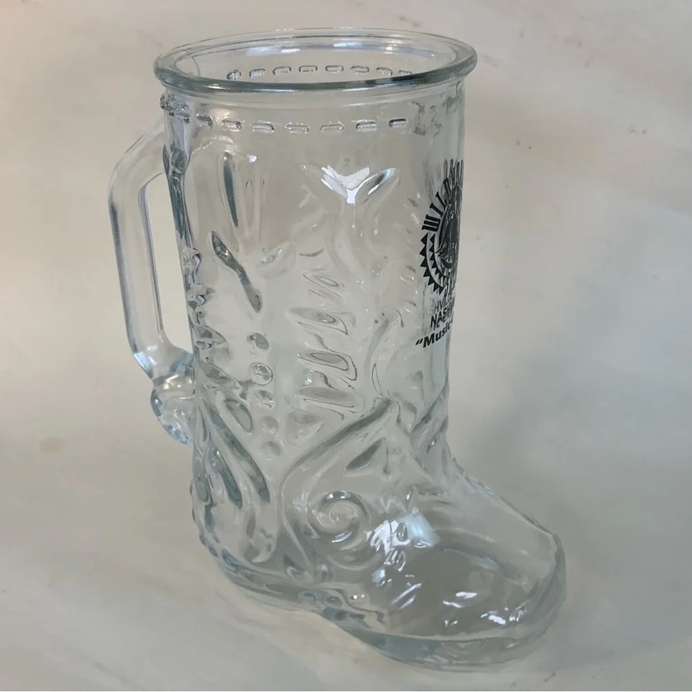 “Wildhorse Saloon” glass cowboy boot beer mug.